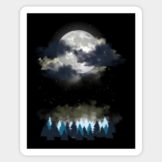 Camping under the moon Sticker by Midoart